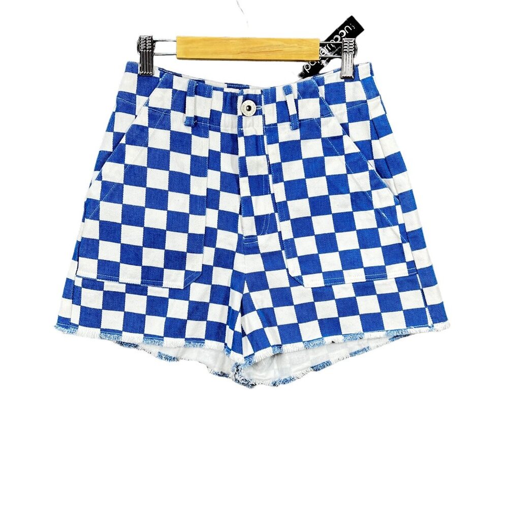 New Urban Daizy Maisie Checkmate Cut Out Shorts Race Day sz Sm Papermoon Cut Off